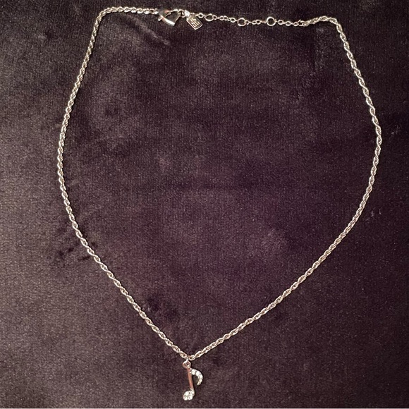 Jennifer Lopez Silver-tone Necklace Rhinestone Music Note 16”Long & 2” Extension - Picture 3 of 7